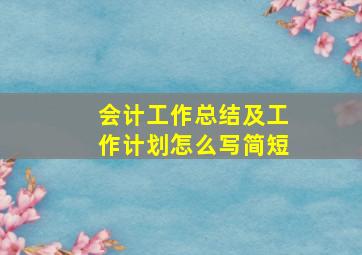 会计工作总结及工作计划怎么写简短