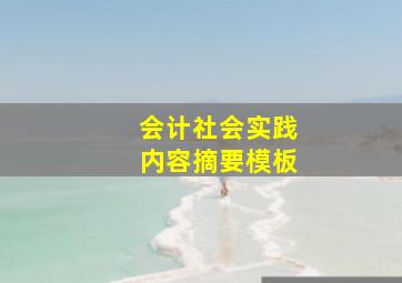 会计社会实践内容摘要模板