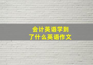 会计英语学到了什么英语作文