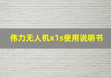 伟力无人机x1s使用说明书