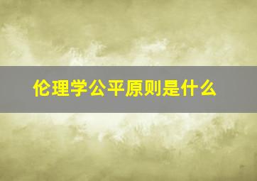 伦理学公平原则是什么