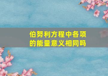 伯努利方程中各项的能量意义相同吗