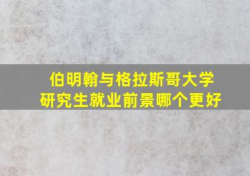 伯明翰与格拉斯哥大学研究生就业前景哪个更好