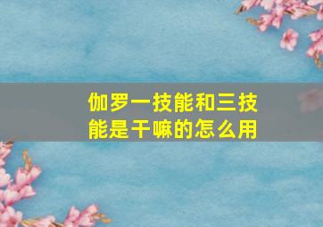 伽罗一技能和三技能是干嘛的怎么用