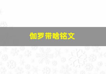 伽罗带啥铭文