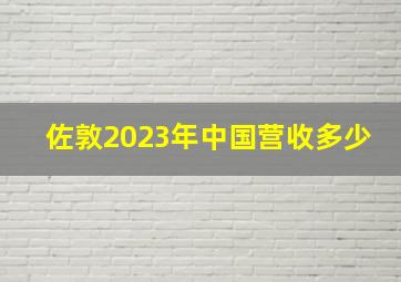 佐敦2023年中国营收多少