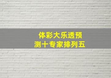 体彩大乐透预测十专家排列五