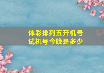 体彩排列五开机号试机号今晚是多少