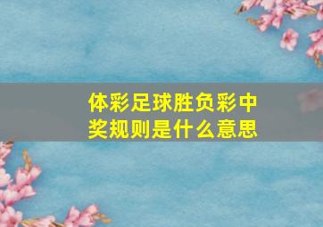 体彩足球胜负彩中奖规则是什么意思