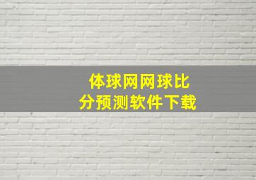 体球网网球比分预测软件下载