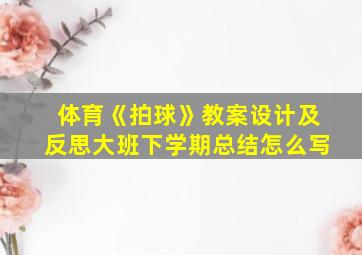 体育《拍球》教案设计及反思大班下学期总结怎么写