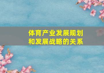 体育产业发展规划和发展战略的关系