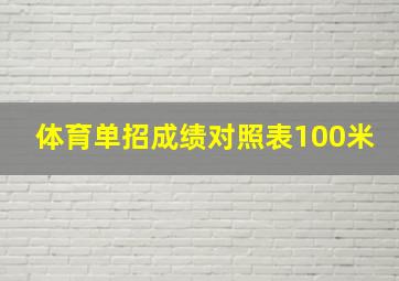 体育单招成绩对照表100米