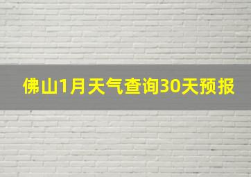 佛山1月天气查询30天预报