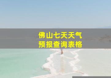 佛山七天天气预报查询表格