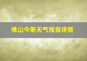 佛山今明天气预报详情