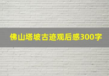 佛山塔坡古迹观后感300字