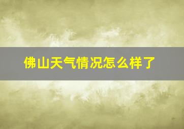 佛山天气情况怎么样了