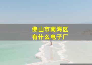 佛山市南海区有什么电子厂