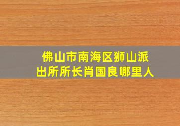 佛山市南海区狮山派出所所长肖国良哪里人