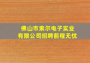 佛山市索尔电子实业有限公司招聘前程无忧