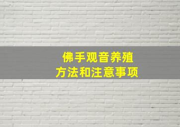 佛手观音养殖方法和注意事项