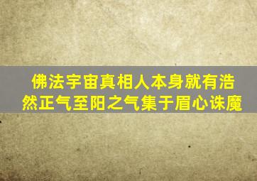 佛法宇宙真相人本身就有浩然正气至阳之气集于眉心诛魔