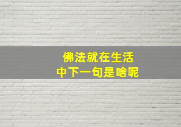 佛法就在生活中下一句是啥呢