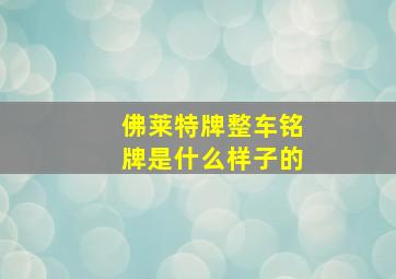 佛莱特牌整车铭牌是什么样子的