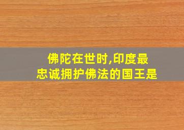 佛陀在世时,印度最忠诚拥护佛法的国王是