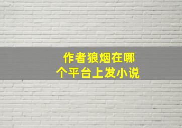 作者狼烟在哪个平台上发小说