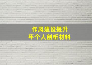 作风建设提升年个人剖析材料