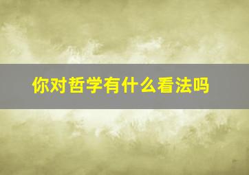 你对哲学有什么看法吗