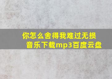 你怎么舍得我难过无损音乐下载mp3百度云盘