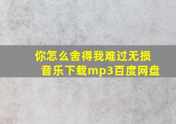 你怎么舍得我难过无损音乐下载mp3百度网盘