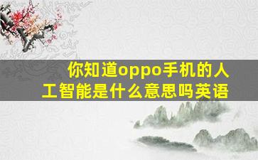 你知道oppo手机的人工智能是什么意思吗英语