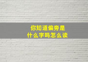 你知道偏旁是什么字吗怎么读