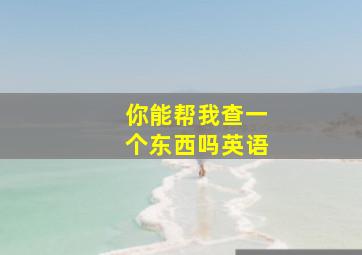 你能帮我查一个东西吗英语