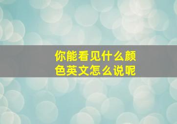 你能看见什么颜色英文怎么说呢