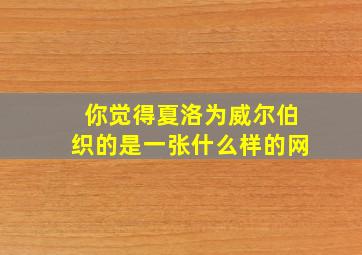 你觉得夏洛为威尔伯织的是一张什么样的网