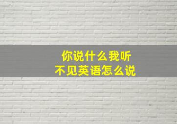 你说什么我听不见英语怎么说