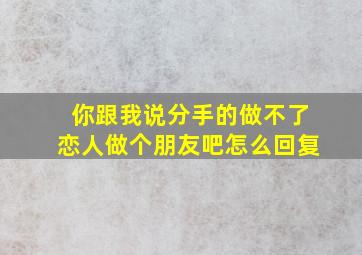 你跟我说分手的做不了恋人做个朋友吧怎么回复