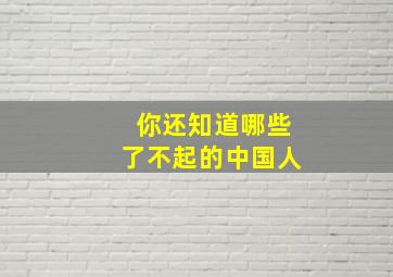 你还知道哪些了不起的中国人