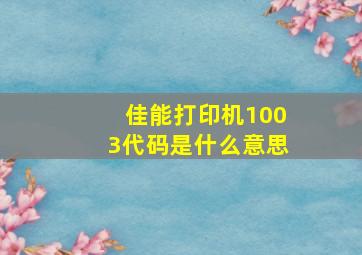 佳能打印机1003代码是什么意思