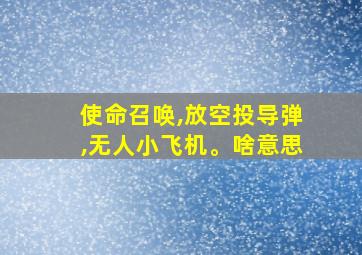 使命召唤,放空投导弹,无人小飞机。啥意思