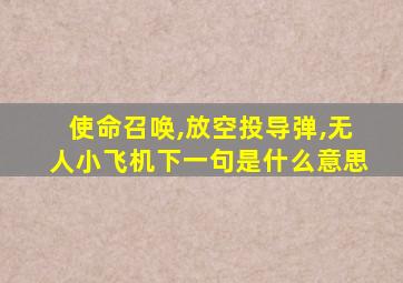 使命召唤,放空投导弹,无人小飞机下一句是什么意思