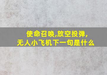 使命召唤,放空投弹,无人小飞机下一句是什么