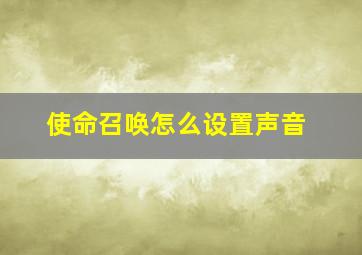 使命召唤怎么设置声音