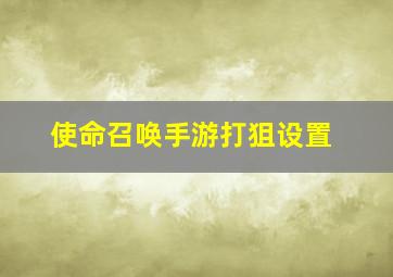 使命召唤手游打狙设置