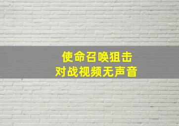 使命召唤狙击对战视频无声音